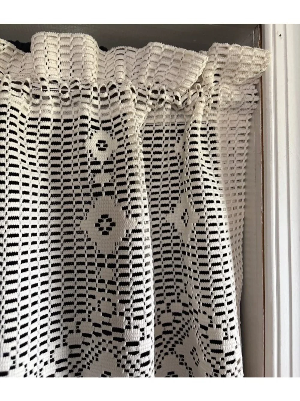 Crochet Cream Valance Curtain Panel 19